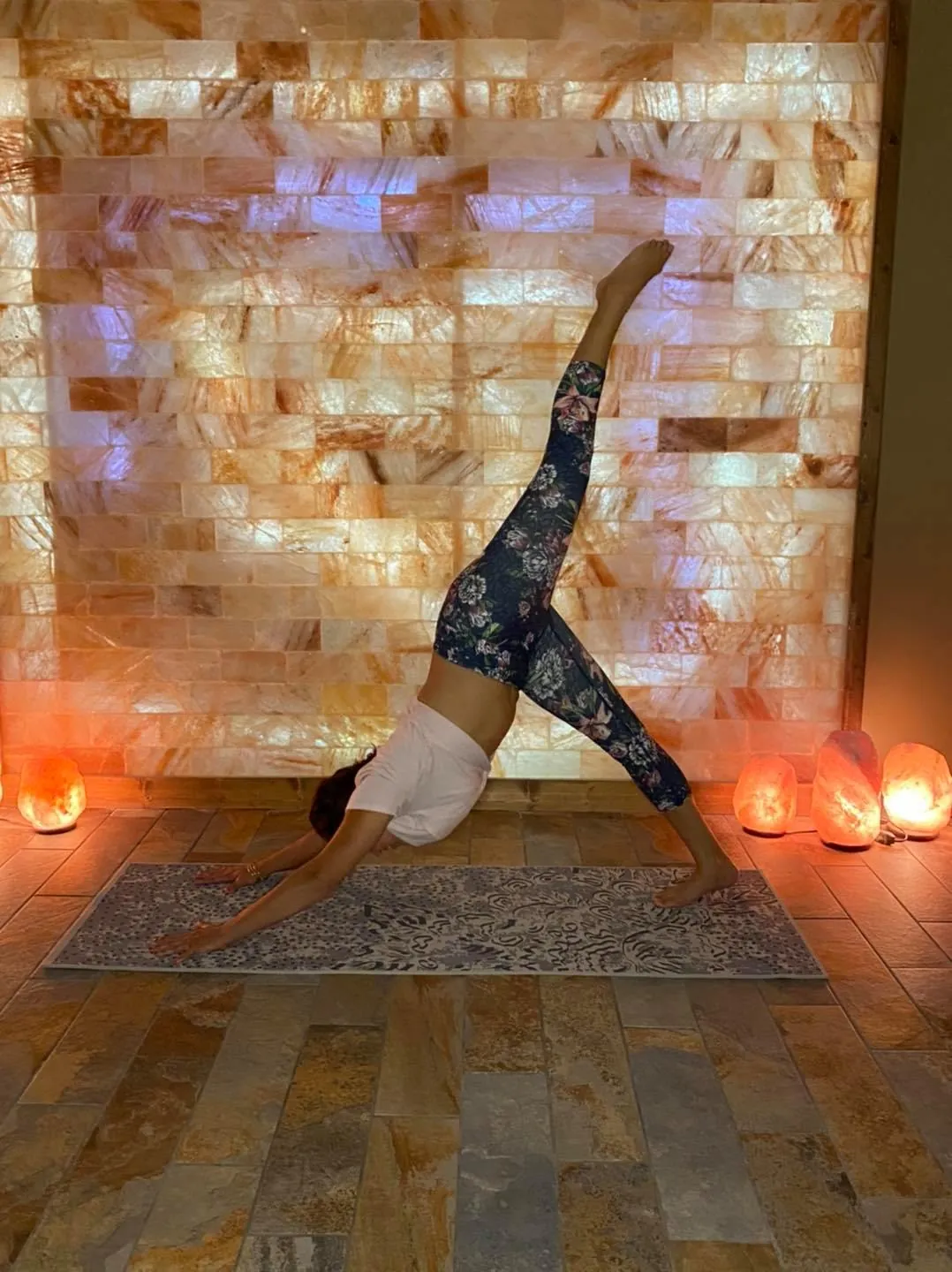 Wellness fitness session in the salt therapy room
